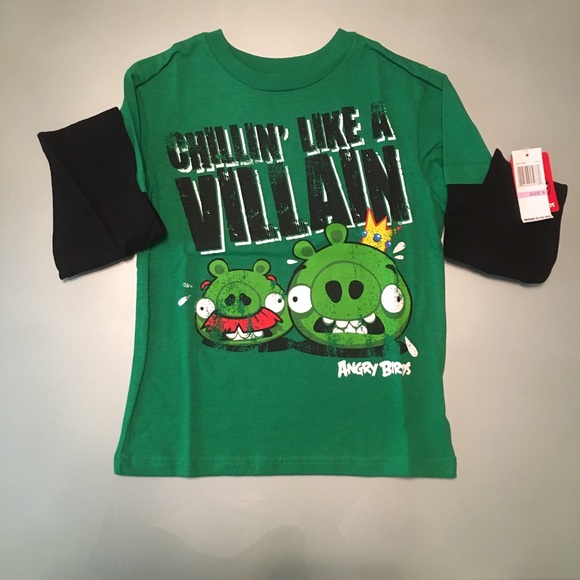 NWT: Angry Birds LS Layered-Look Graphic Tee - Picture 3 of 5